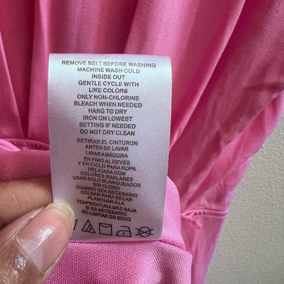 Gianni Bini V-Neck Wrap Mini Dress Pink Tab Short Sleeve Women's Small Dollcore - Picture 8 of 8